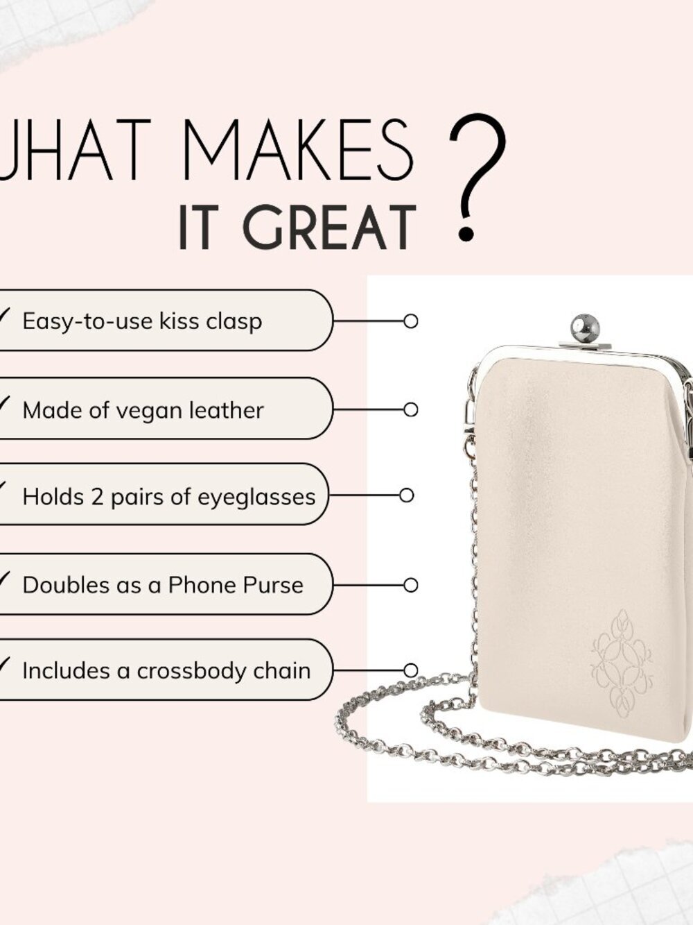 Small crossbody bag for phone and glasses. holds up to 2 pair of glasses. - Picture 5 of 8